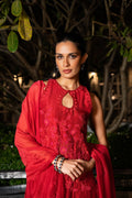 Scarlet Red sleeveless short kurta set