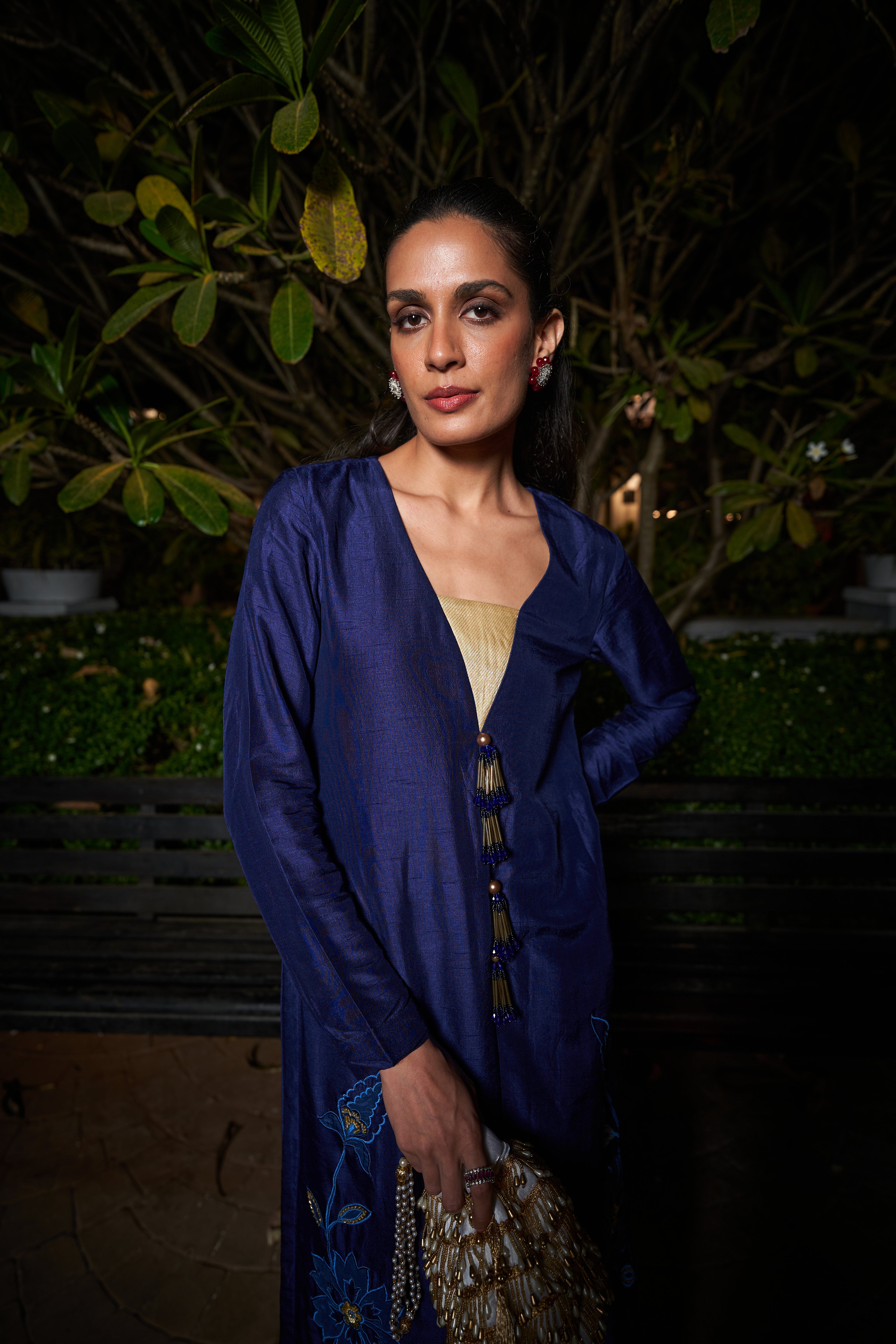 Navy Blue patchwork tunic set.