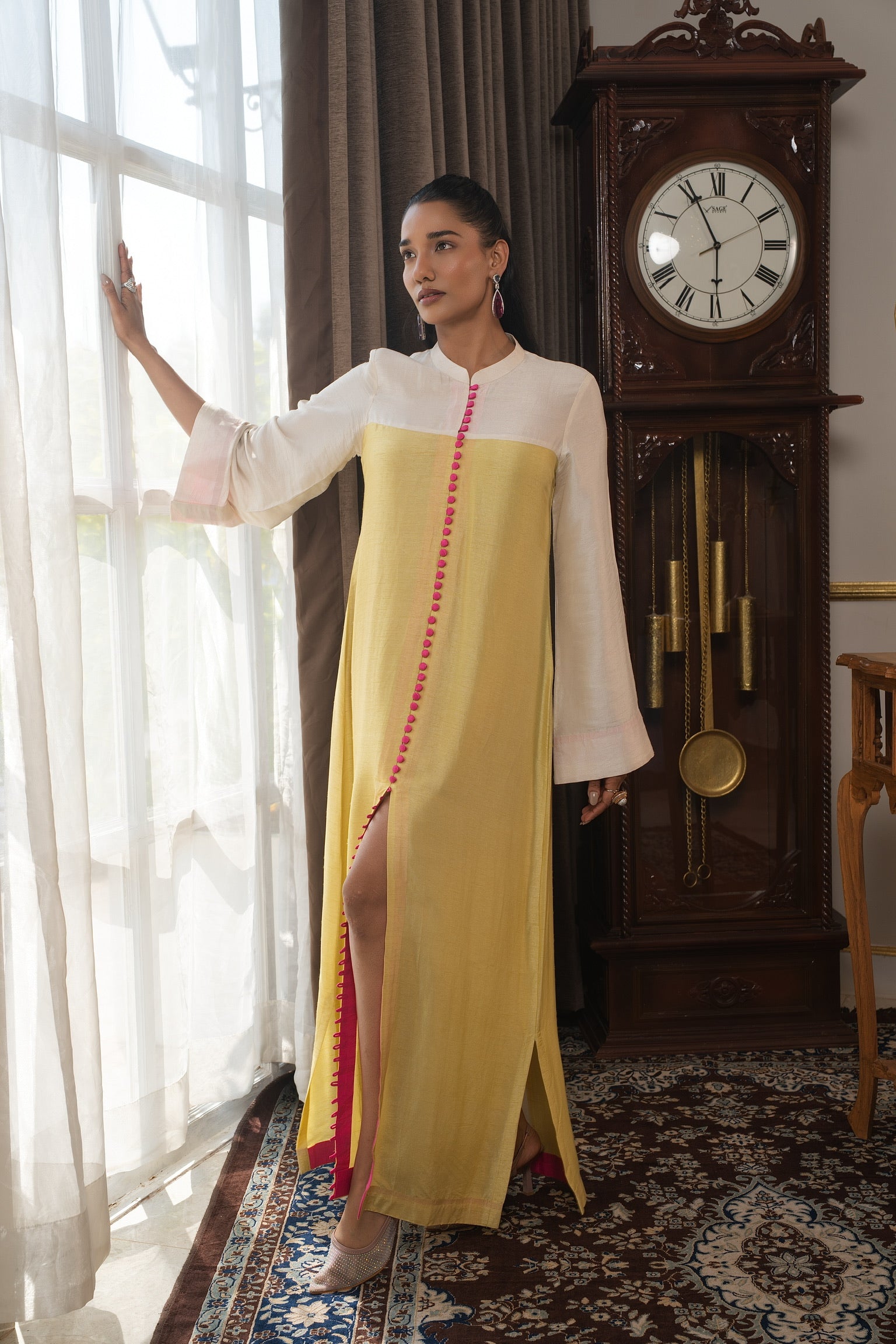 Colorblock Tunic ( ivory,pink,butteryellow)
