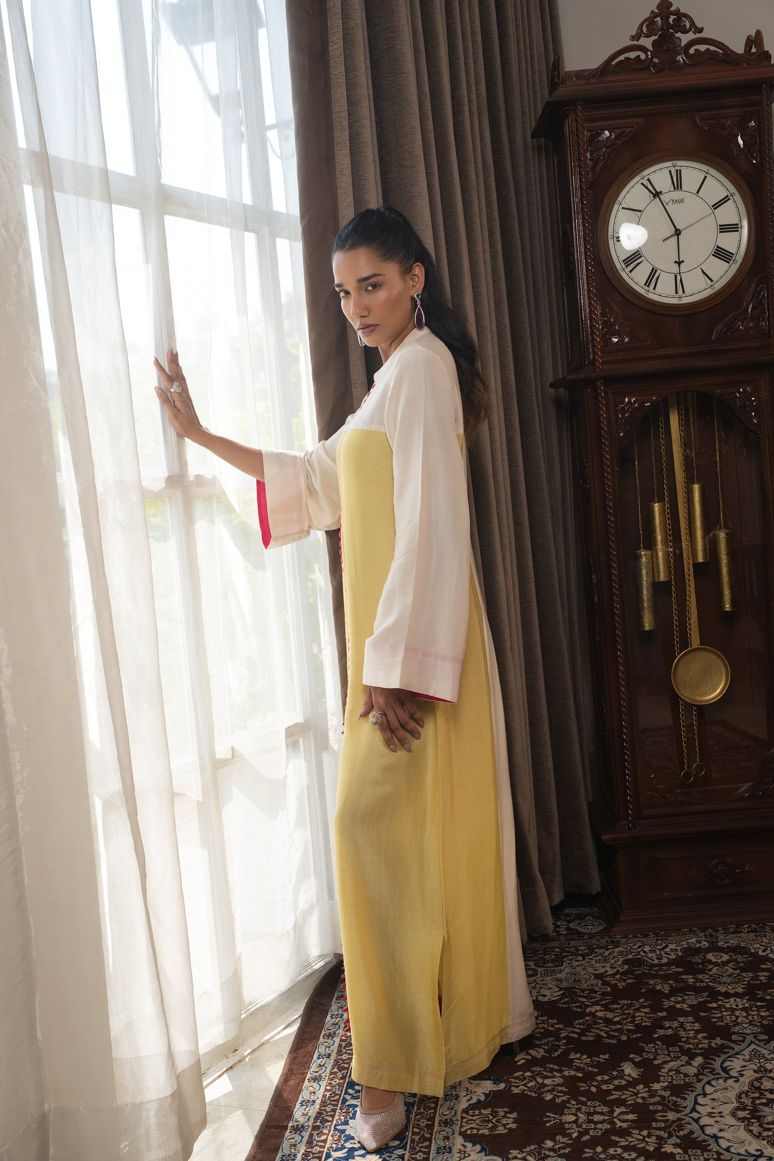 Colorblock Tunic ( ivory,pink,butteryellow)