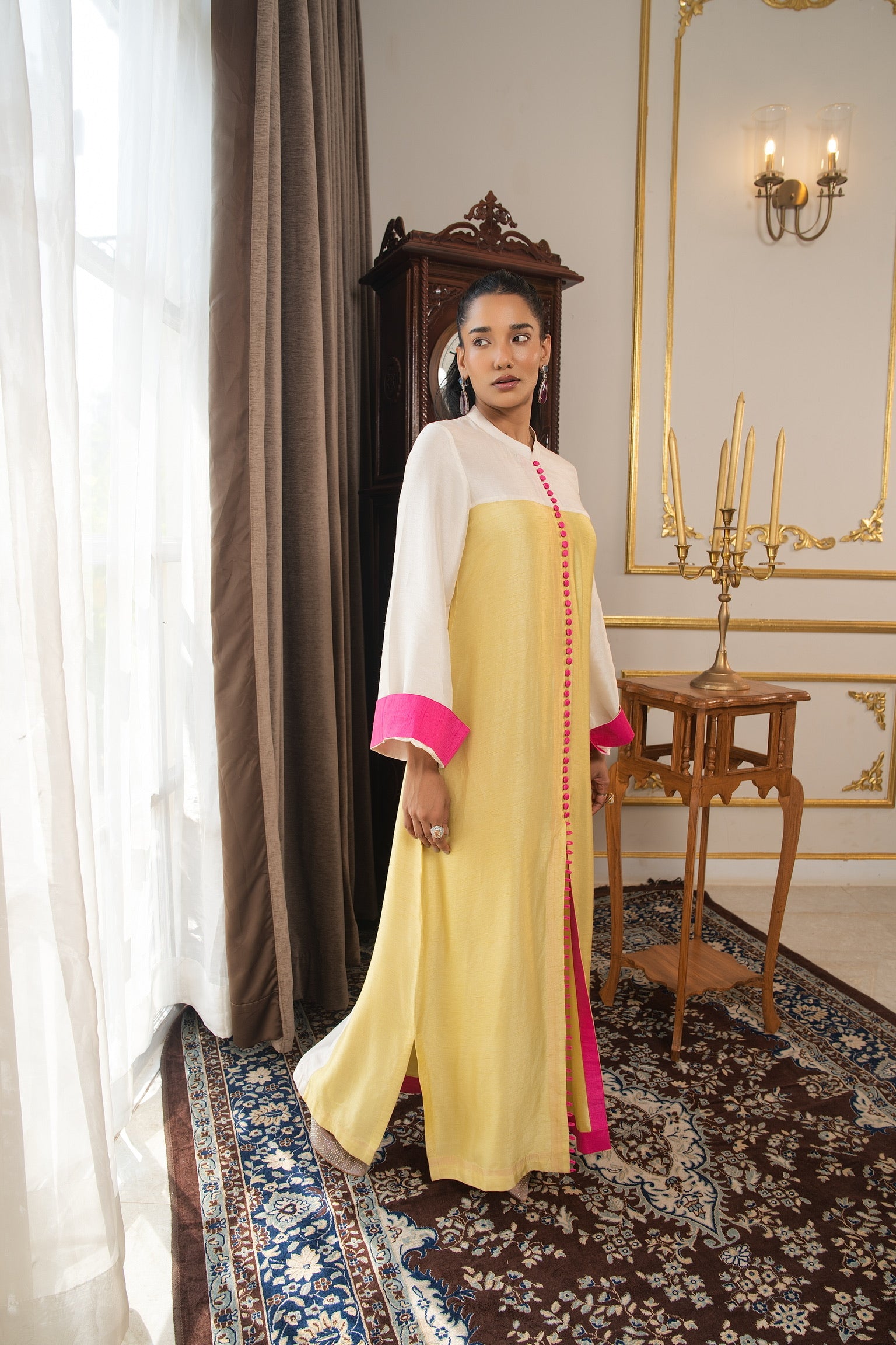 Colorblock Tunic ( ivory,pink,butteryellow)
