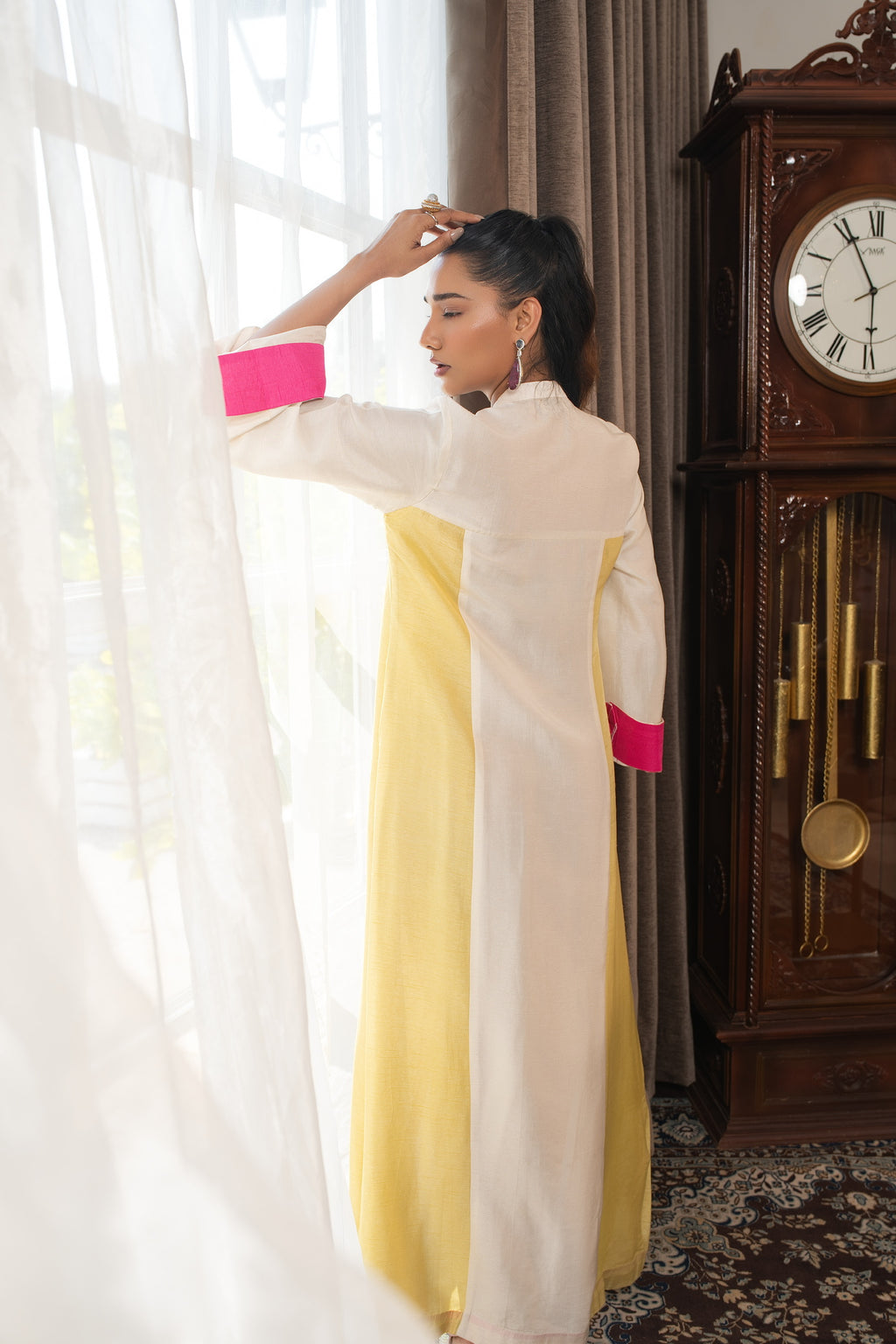 Colorblock Tunic ( ivory,pink,butteryellow)