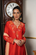Burnt orange & peach embriodered kurta set