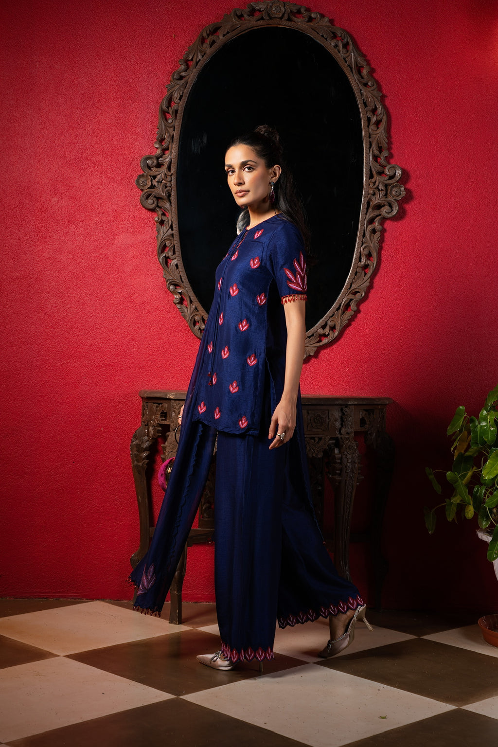 Celestial blue  embriodered Short kurta set