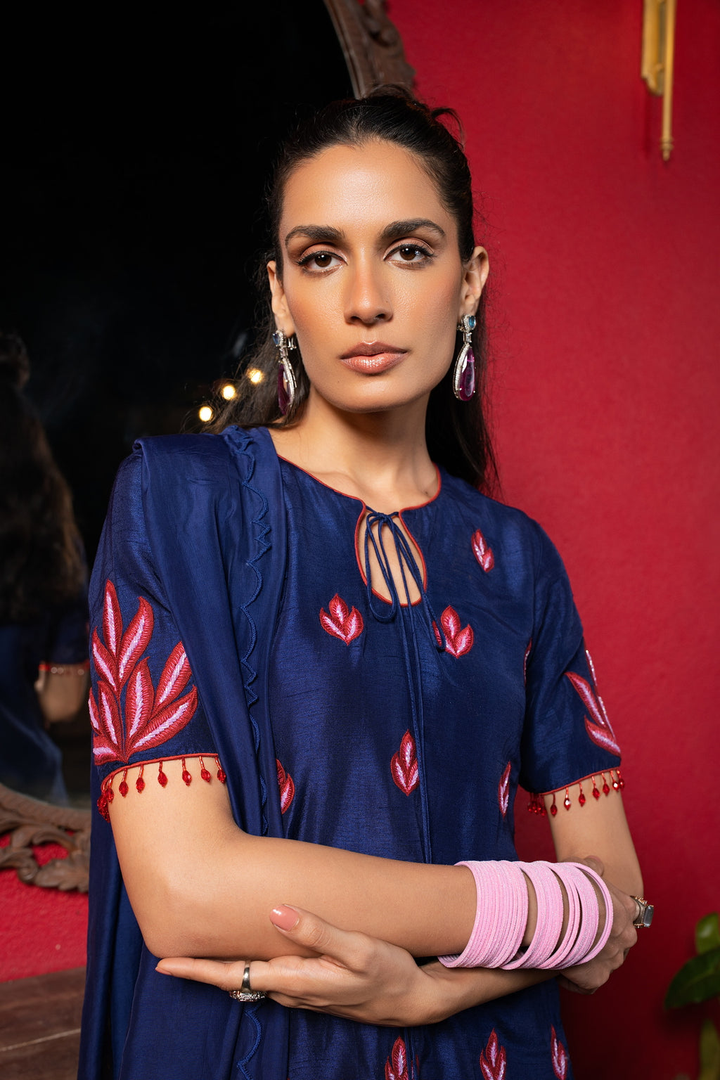Celestial blue  embriodered Short kurta set