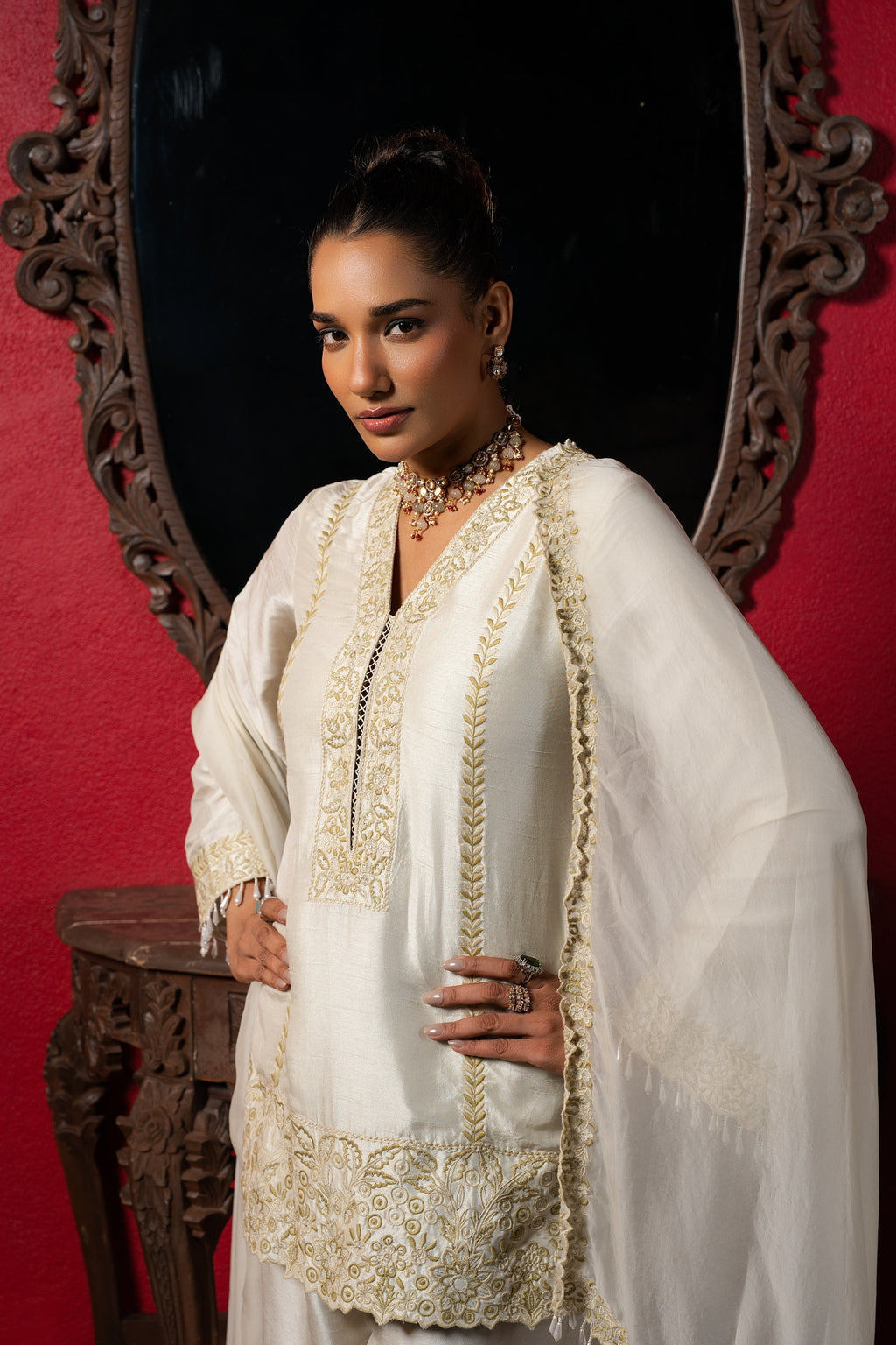 Sage geeen Embriodered short kurta set
