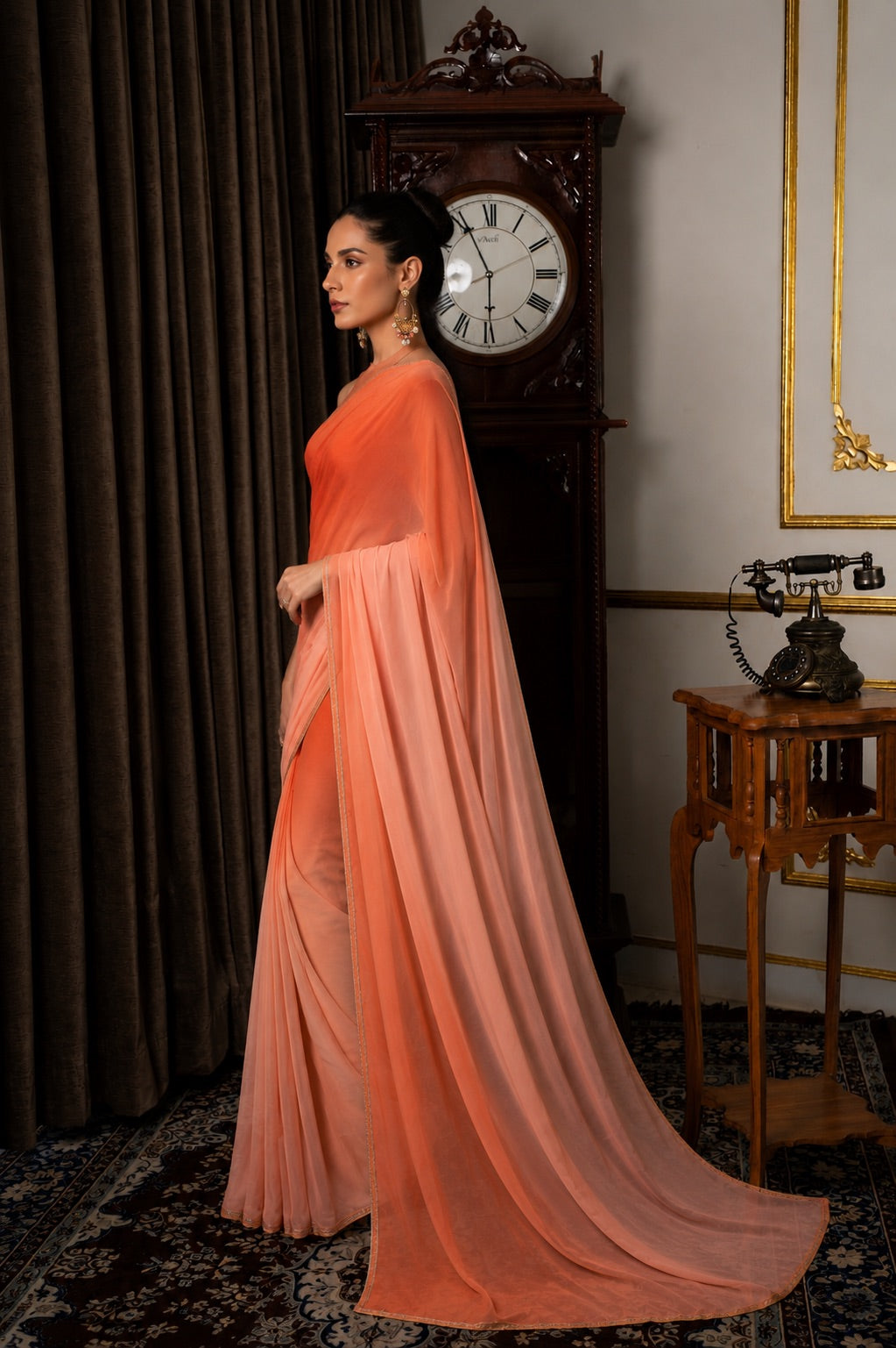 Orange & Peach shaded sari set
