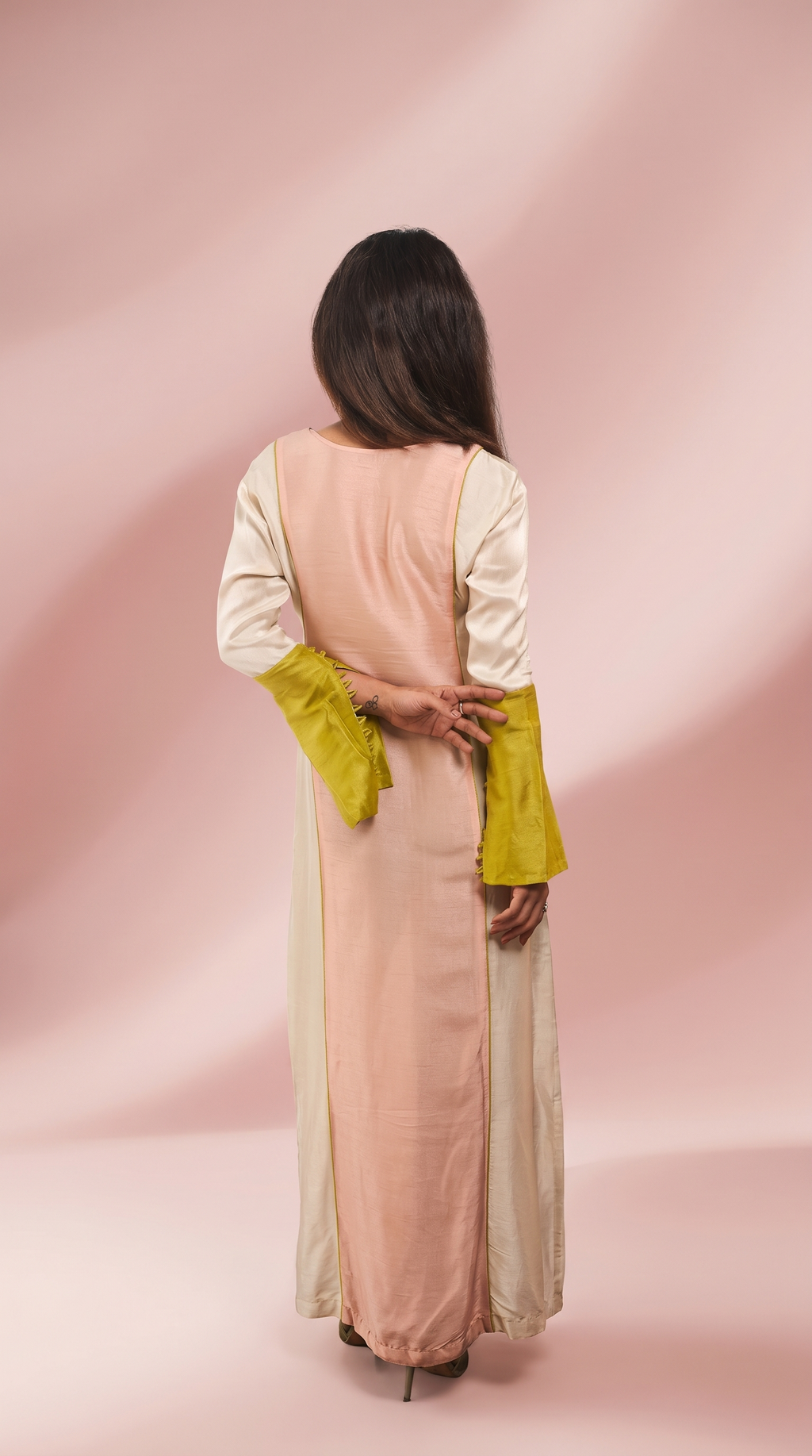 Colour block Tunic ( peach , ivory ,lime)