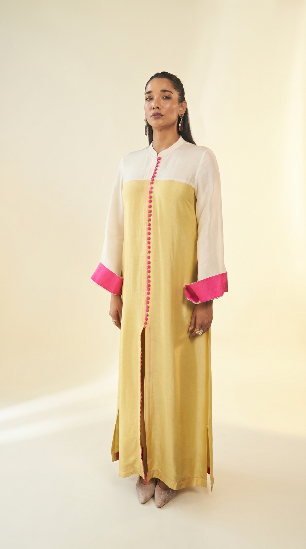 Colorblock Tunic ( ivory,pink,butteryellow)