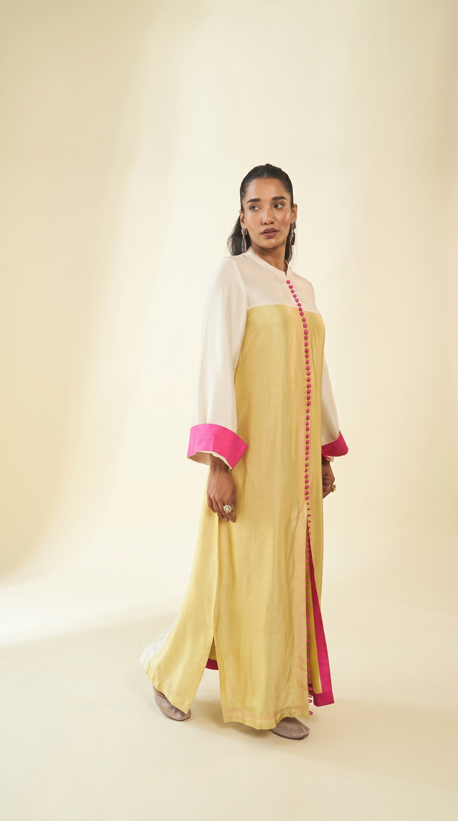 Colorblock Tunic ( ivory,pink,butteryellow)