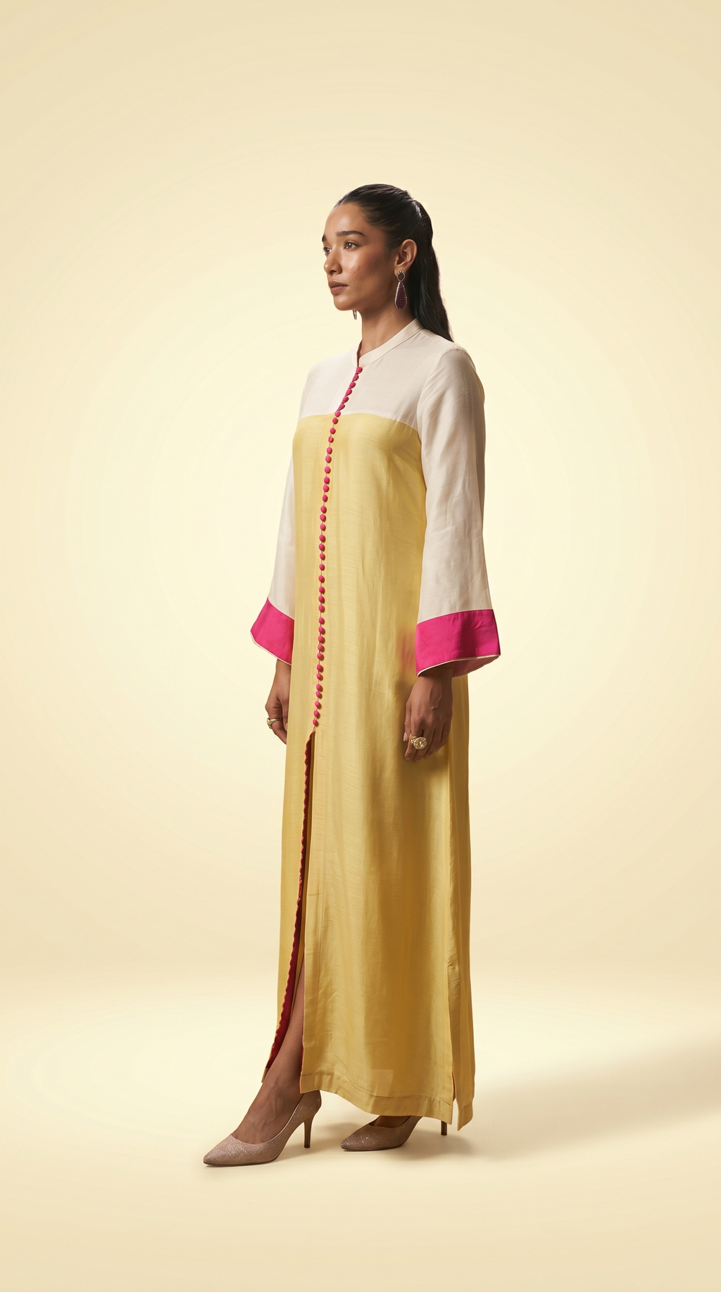 Colorblock Tunic ( ivory,pink,butteryellow)