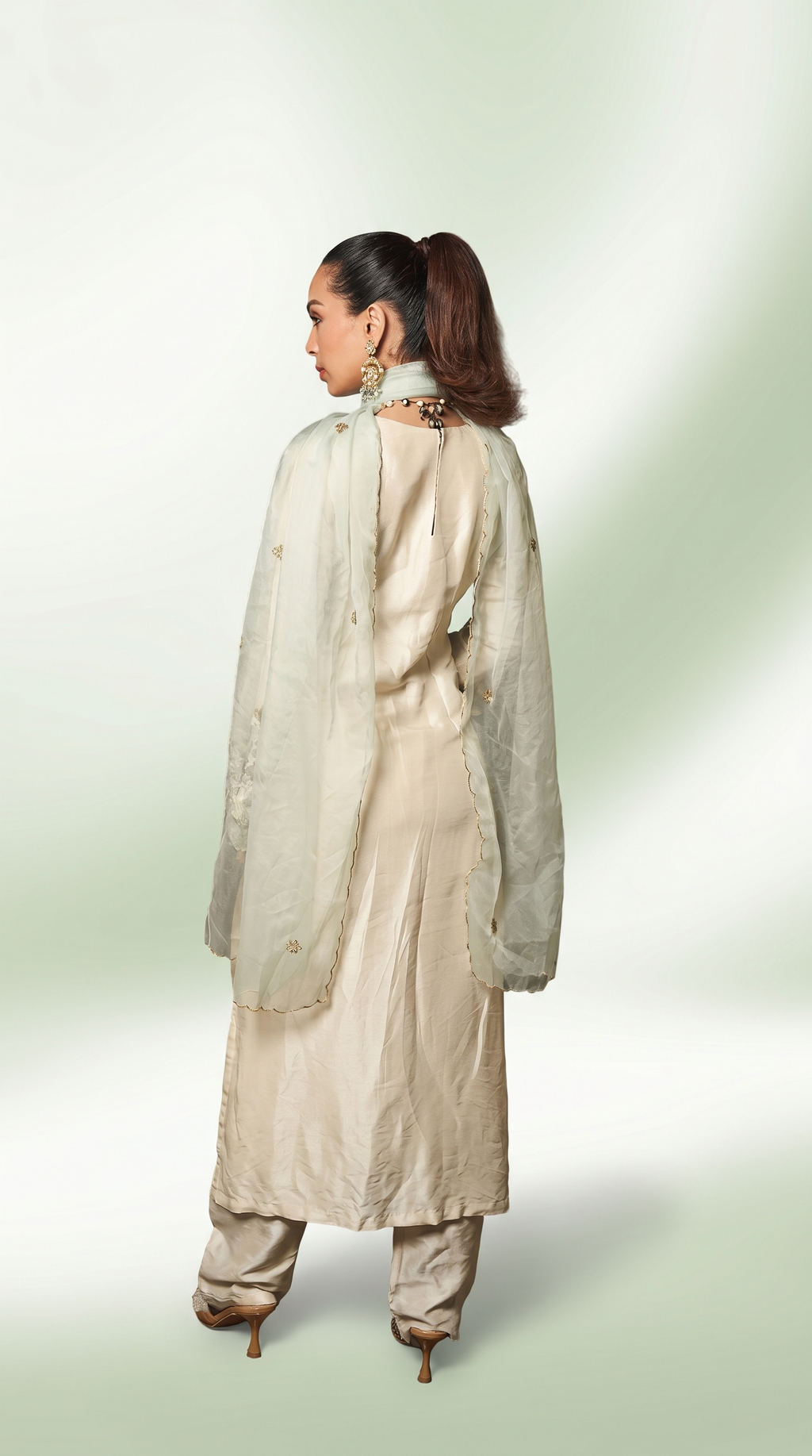 Sage Green embriodered tunic set