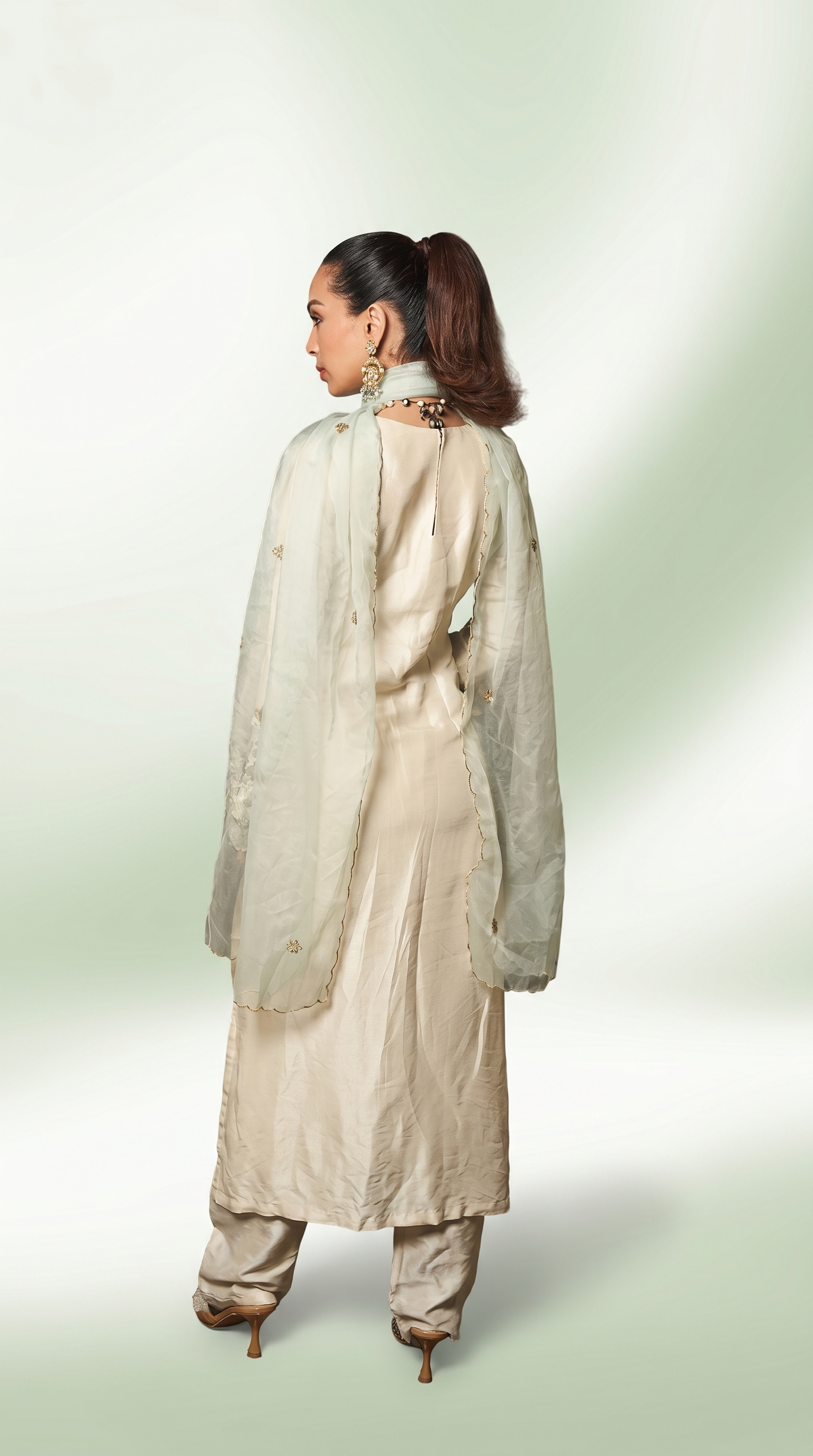 Sage Green embriodered tunic set
