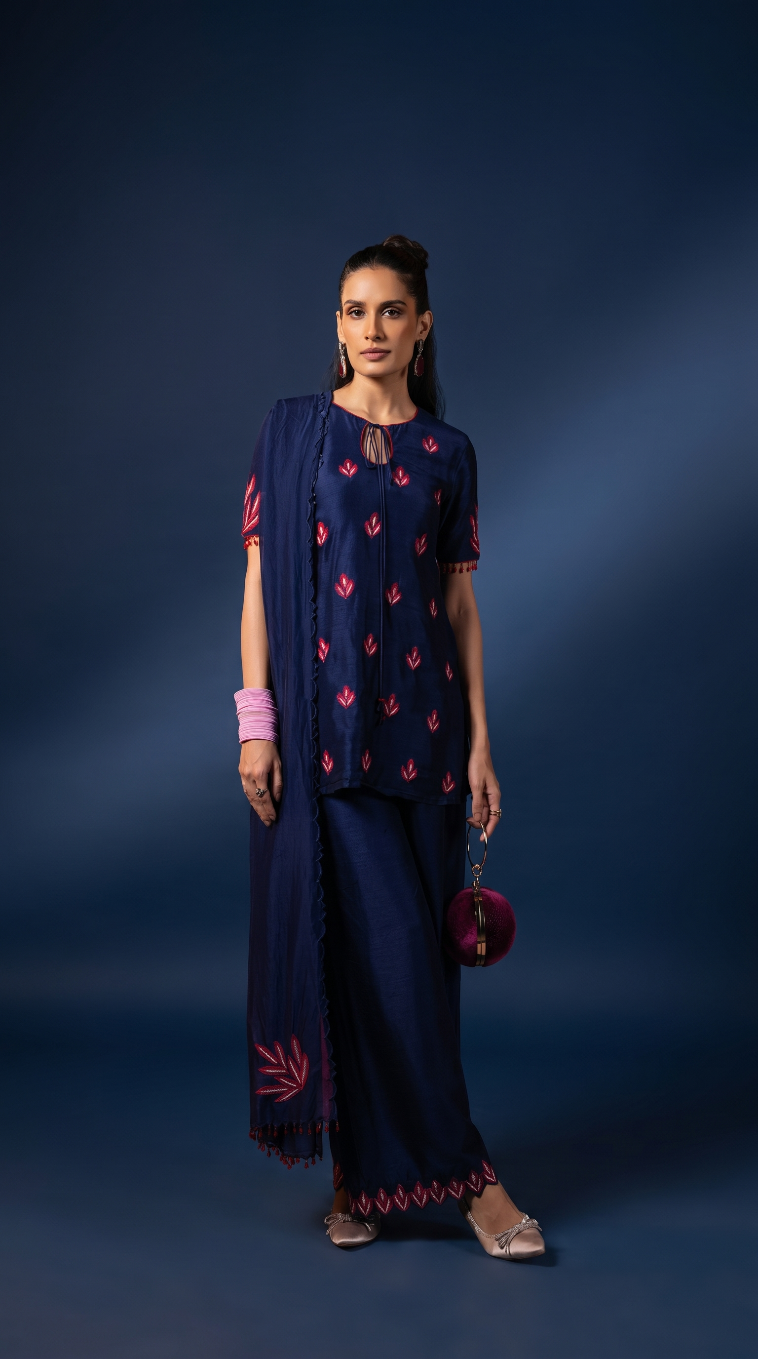 Celestial blue  embriodered Short kurta set