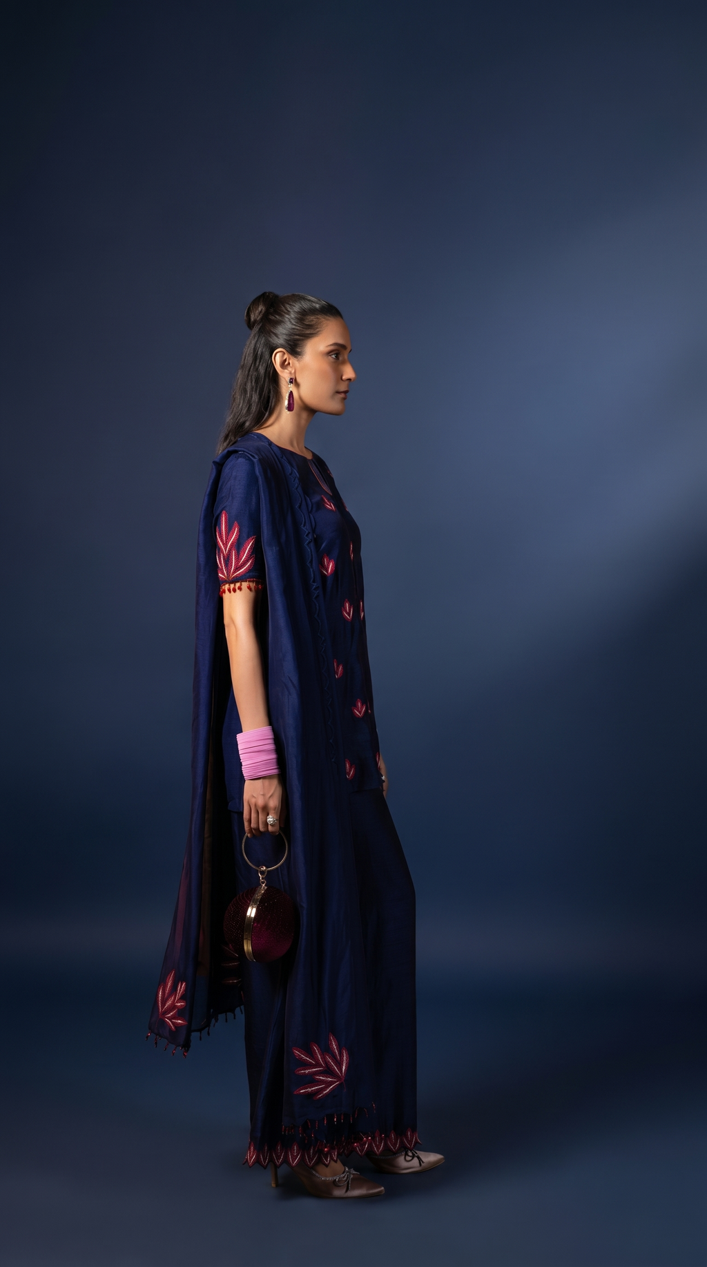 Celestial blue  embriodered Short kurta set