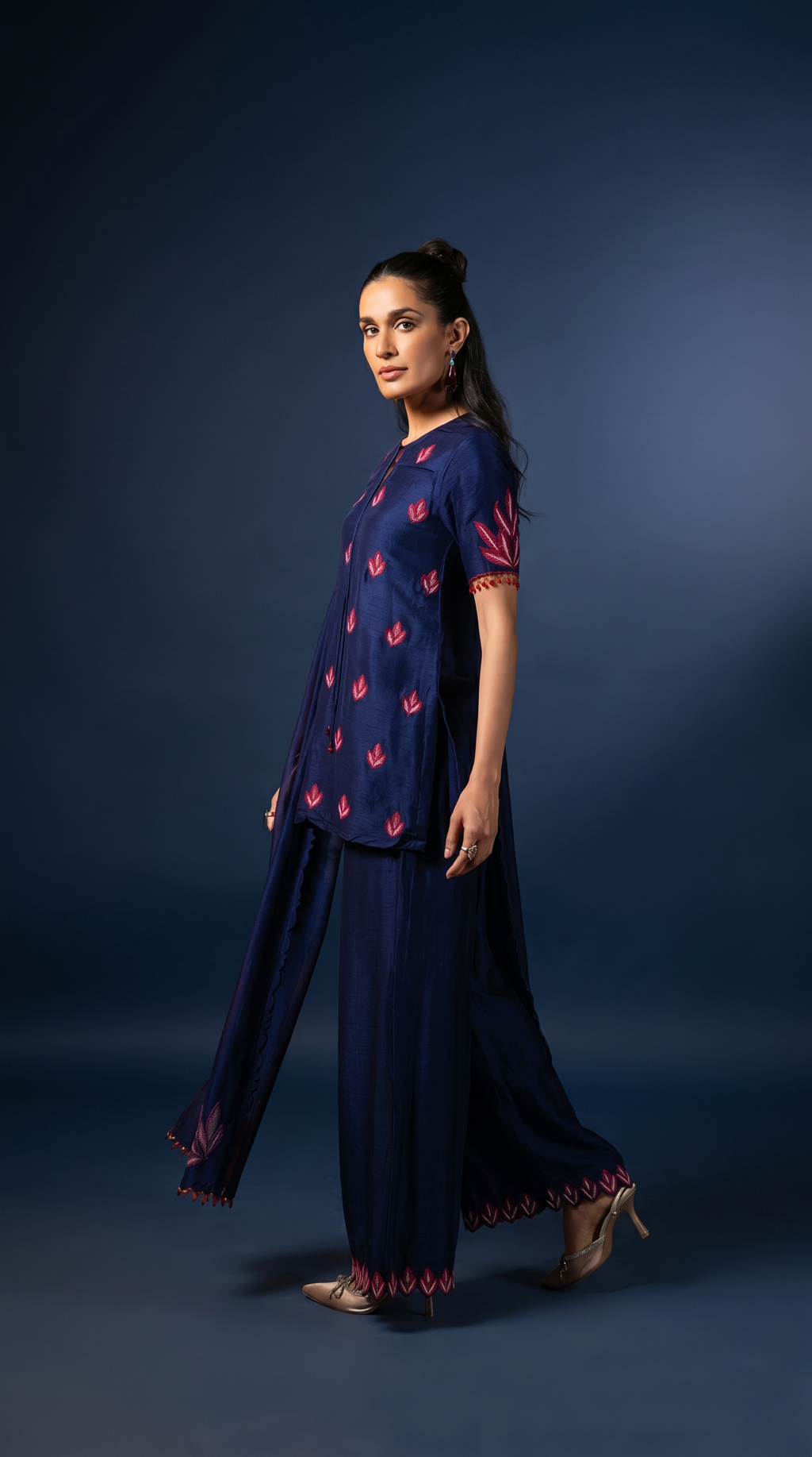 Celestial blue  embriodered Short kurta set