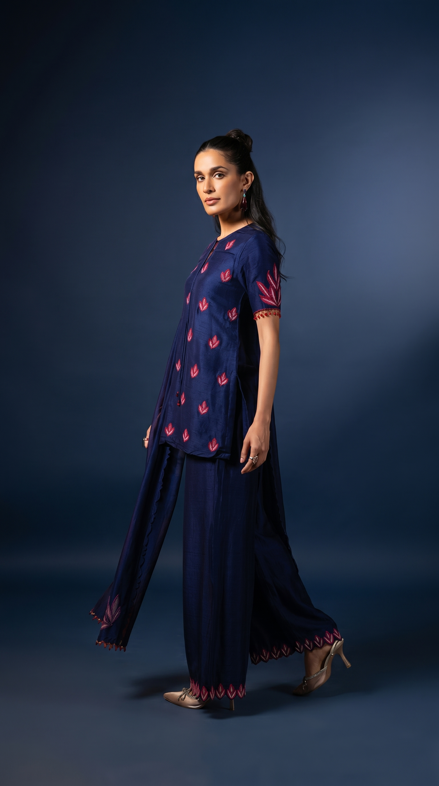 Celestial blue  embriodered Short kurta set