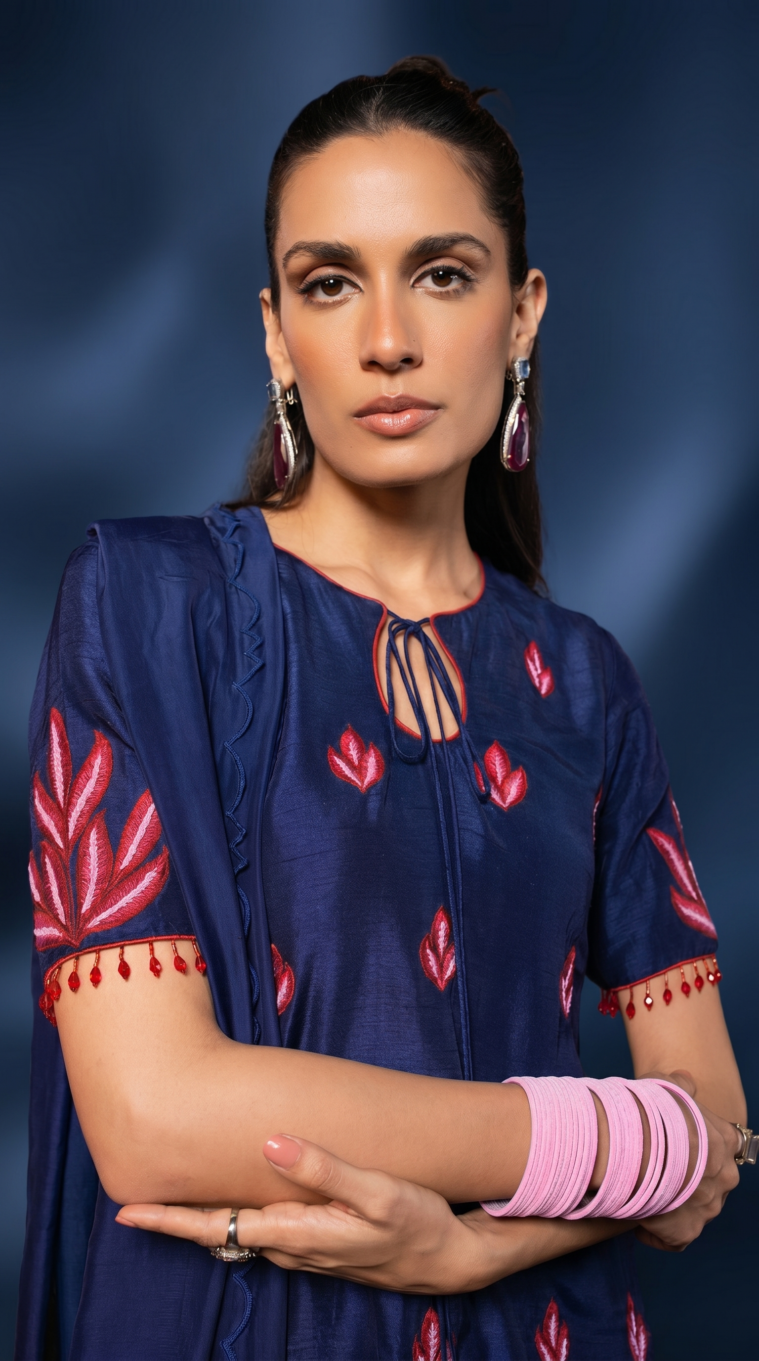 Celestial blue  embriodered Short kurta set