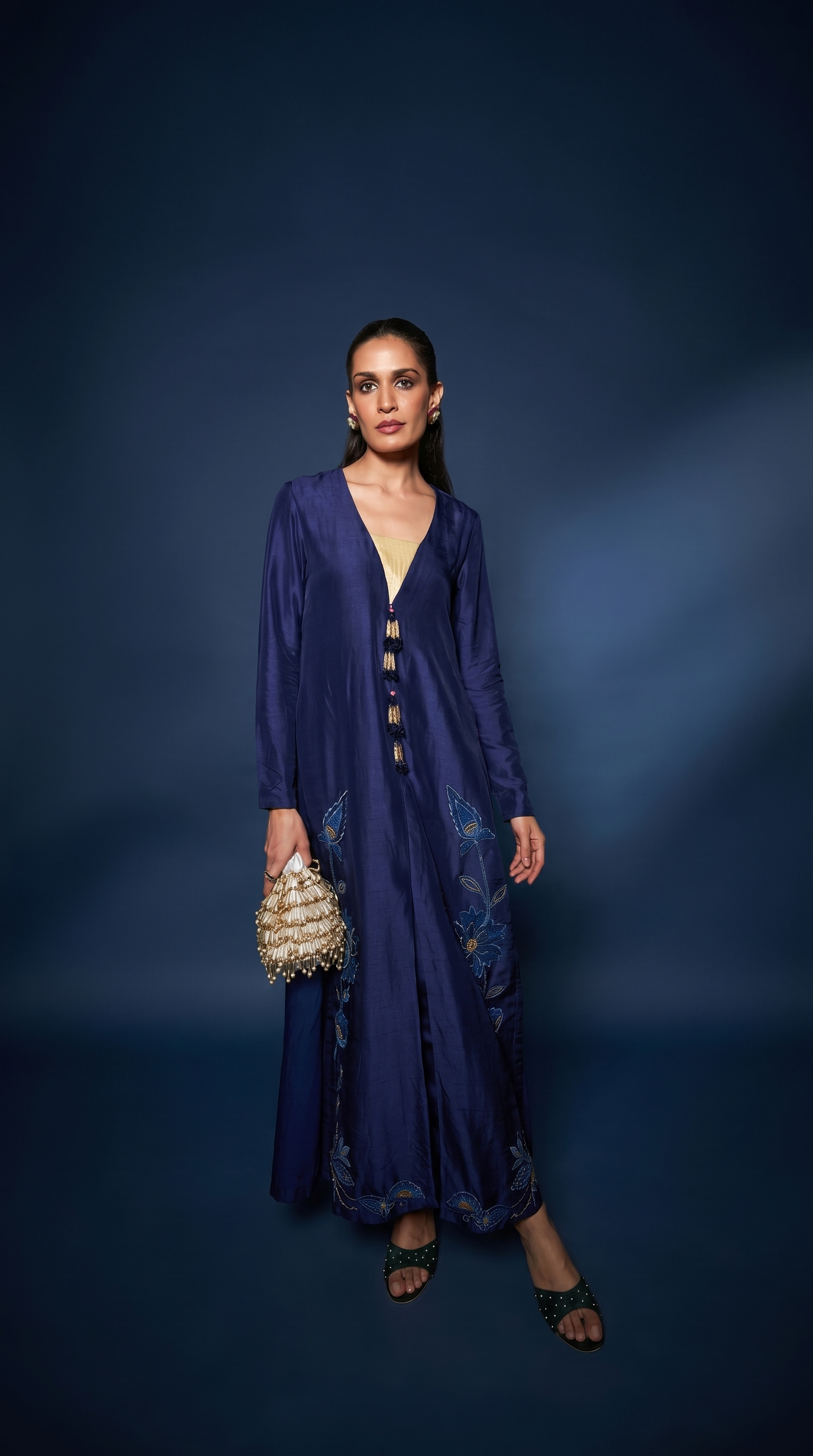Navy Blue patchwork tunic set.