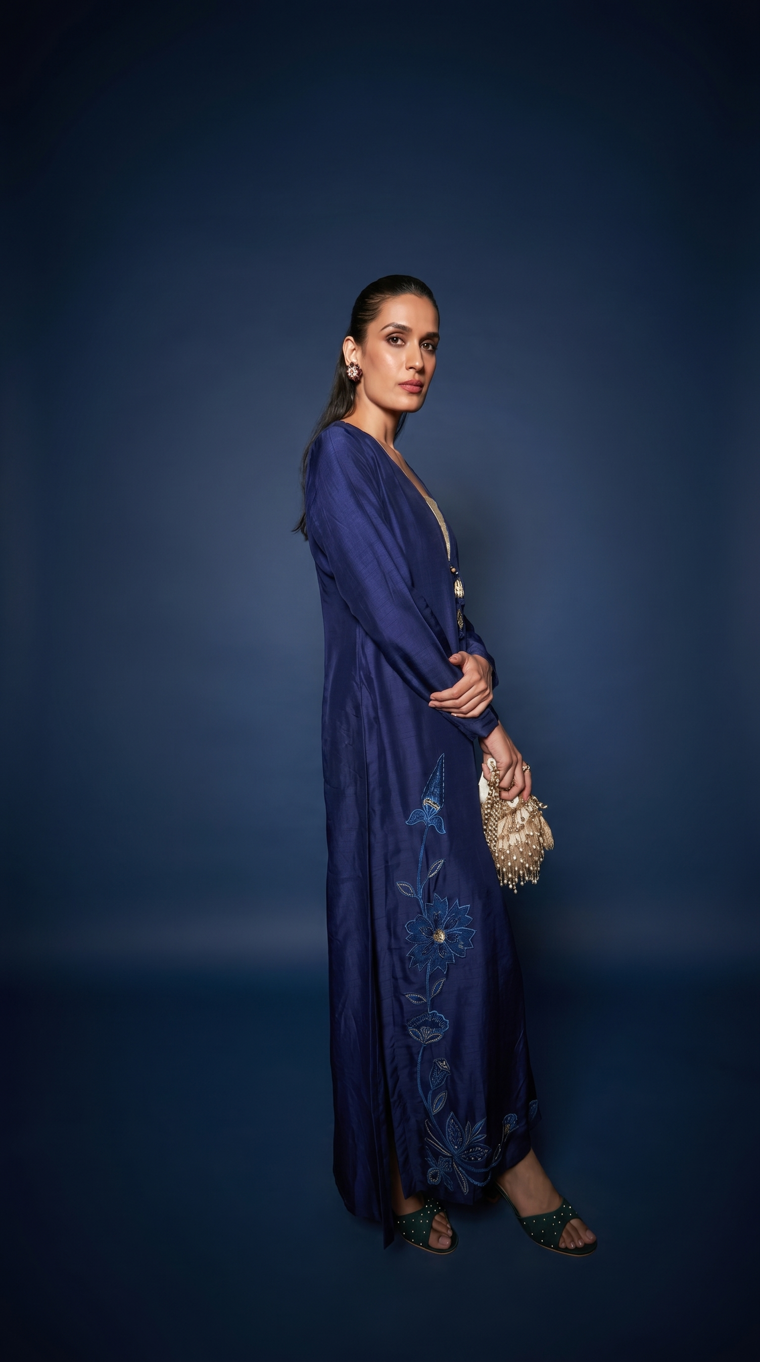 Navy Blue patchwork tunic set.