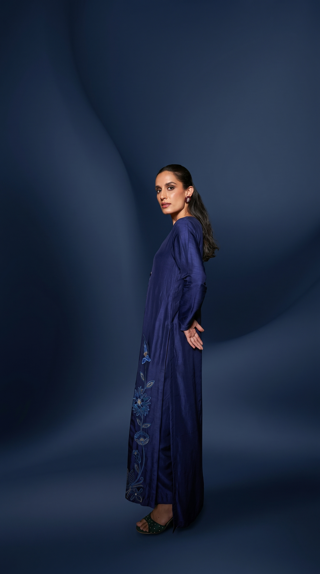 Navy Blue patchwork tunic set.