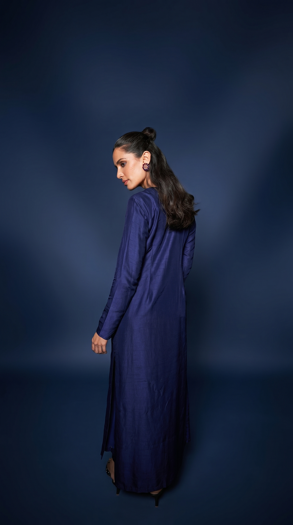 Navy Blue patchwork tunic set.