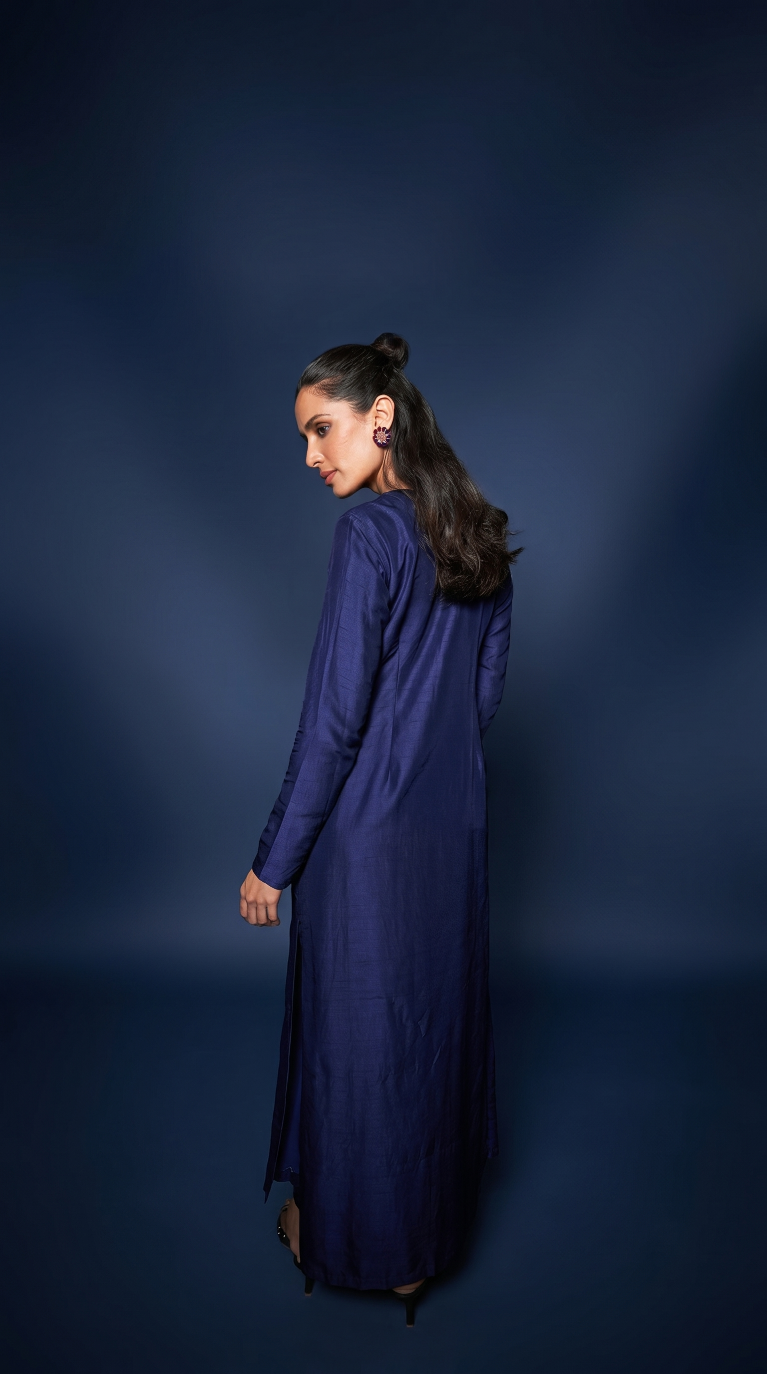 Navy Blue patchwork tunic set.