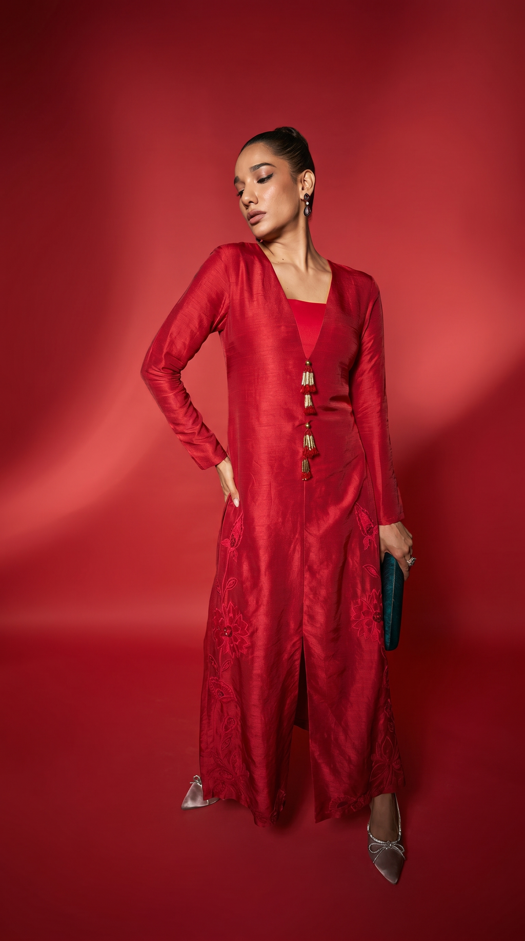 Scarlet Red patchwork tunic set.