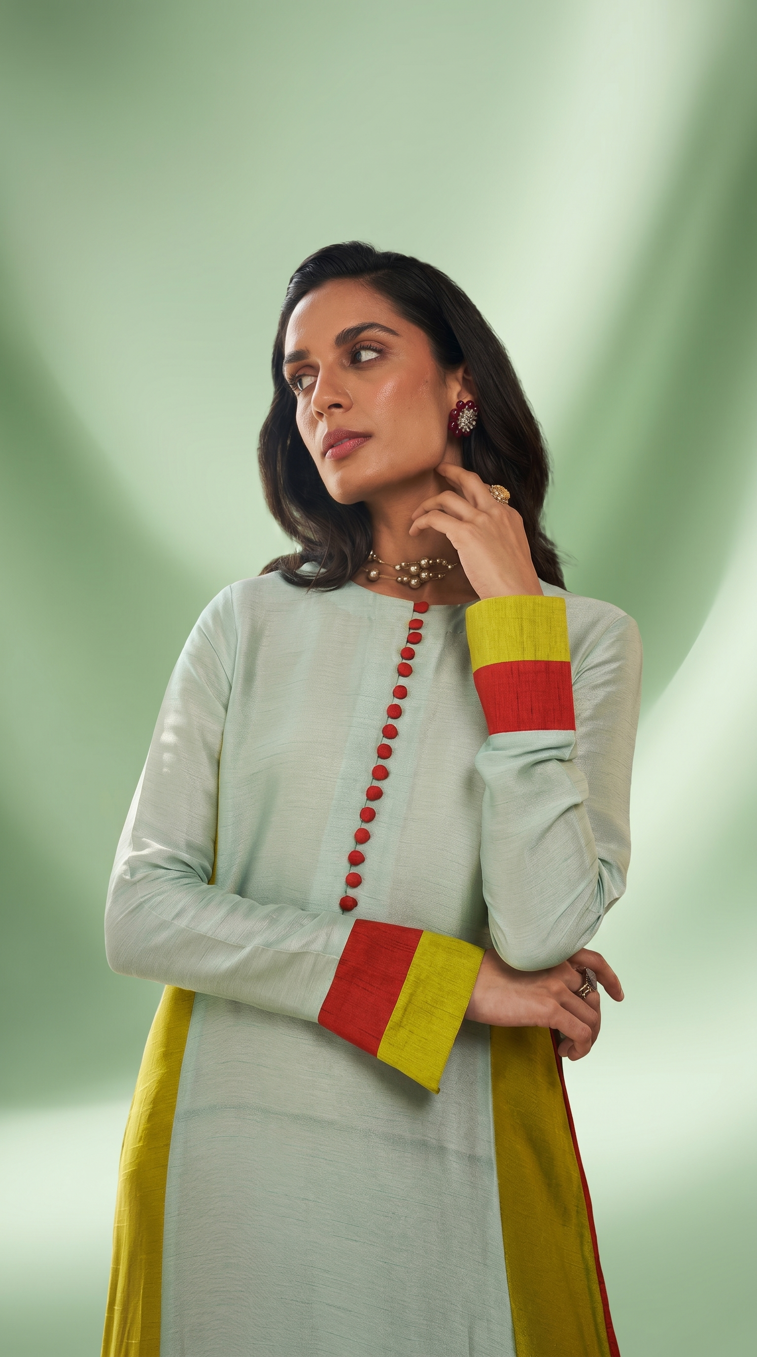 Colorblock Tunic ( Lime, burntorange, aqua blue)
